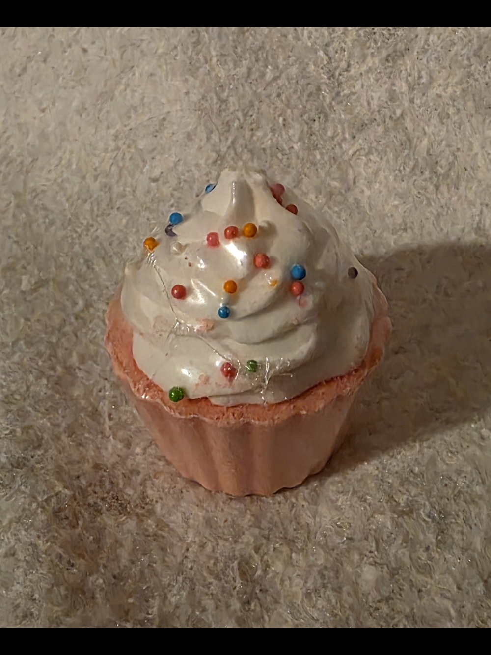 Pink Cupcake Party Bath Bomb with White Frosting and Colorful Sprinkles - NWOT